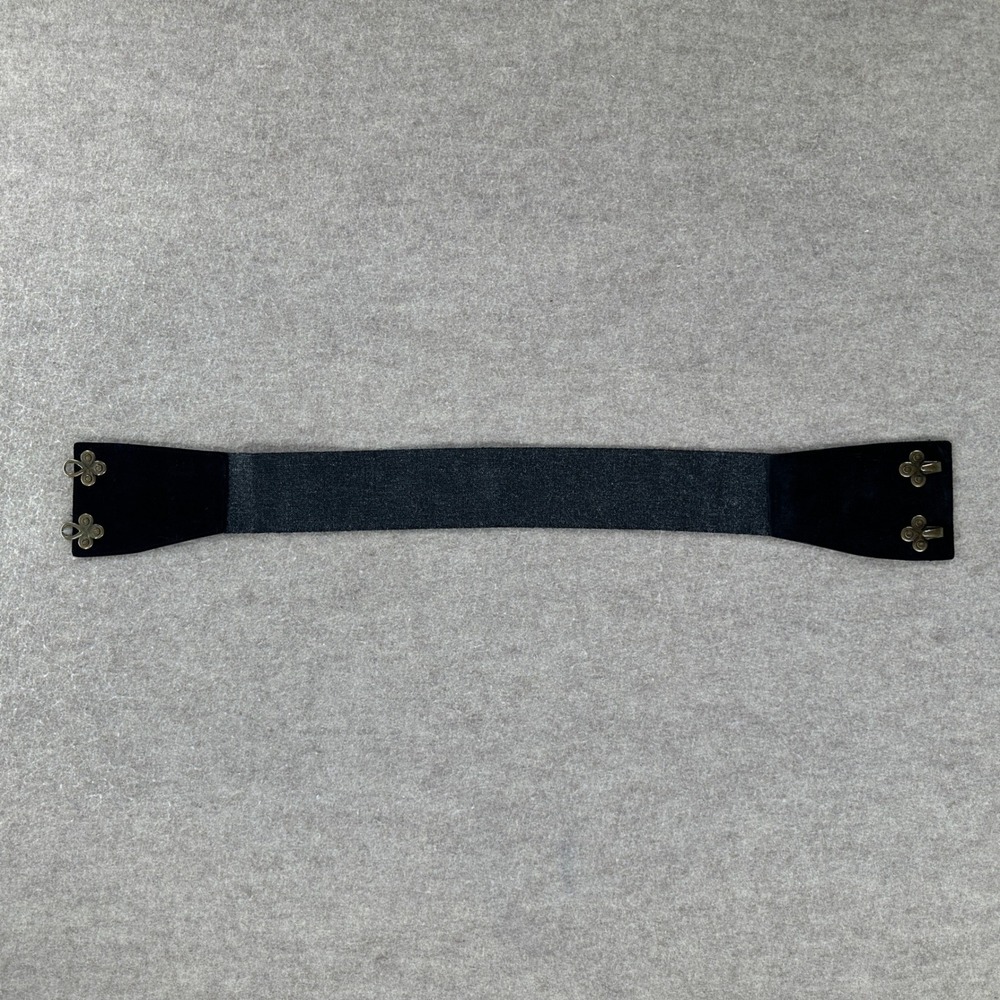 VTG Leather Shop‎ Black Suede Grey Wool Wide Cinch Belt Brass Hooks Large
